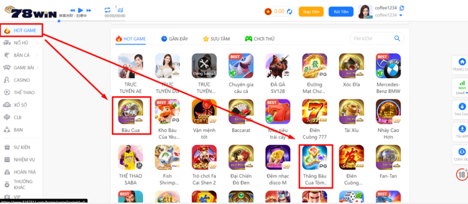 Hướng dẫn tham gia bầu cua 78win