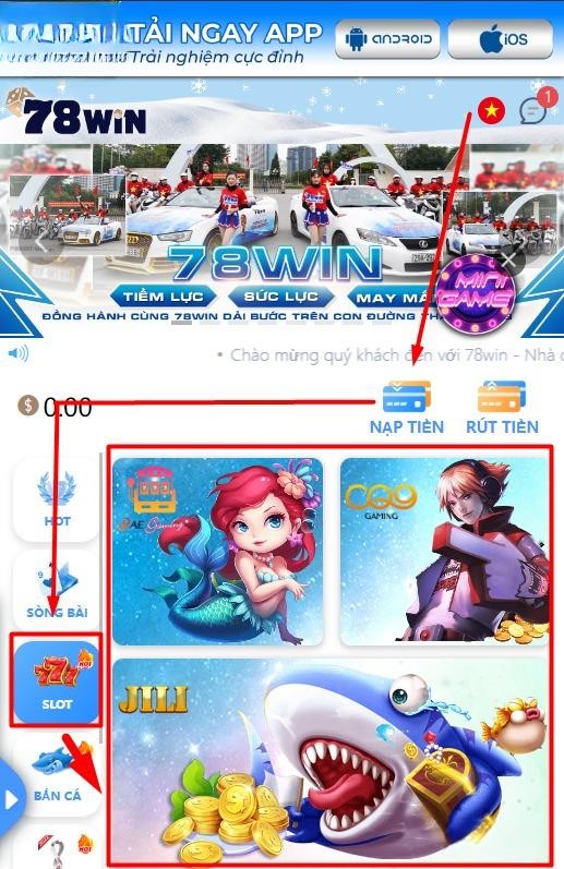 Hướng dẫn tham gia chơi game slot 78WIN